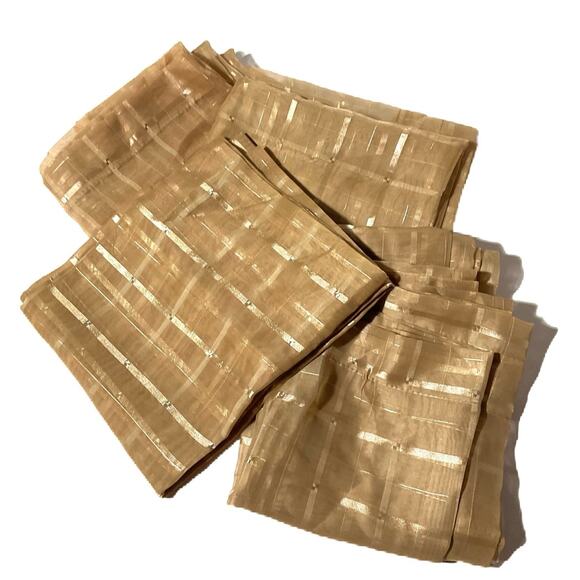 Beige Sheer Curtains with Good Sateen Strips-48” W x 84” L (4 Panels) - Picture 2 of 3